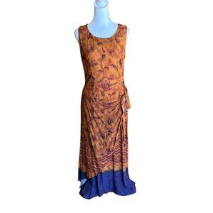 Scarlett Vintage Wrap Maxi Dress Artsy Boho Lagenlook Floral Sleeveless  Size 10